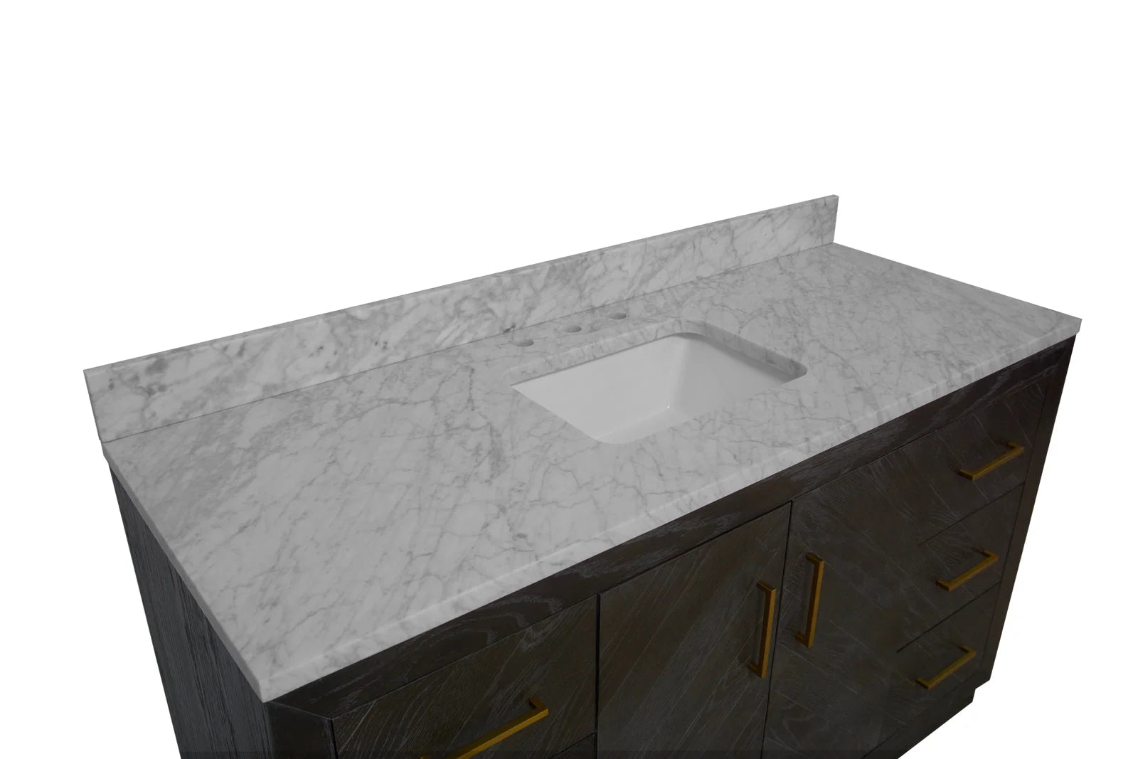 Peyton 60" Single Bathroom Vanity with Gray Oak Cabinet and Carrara Marble Top