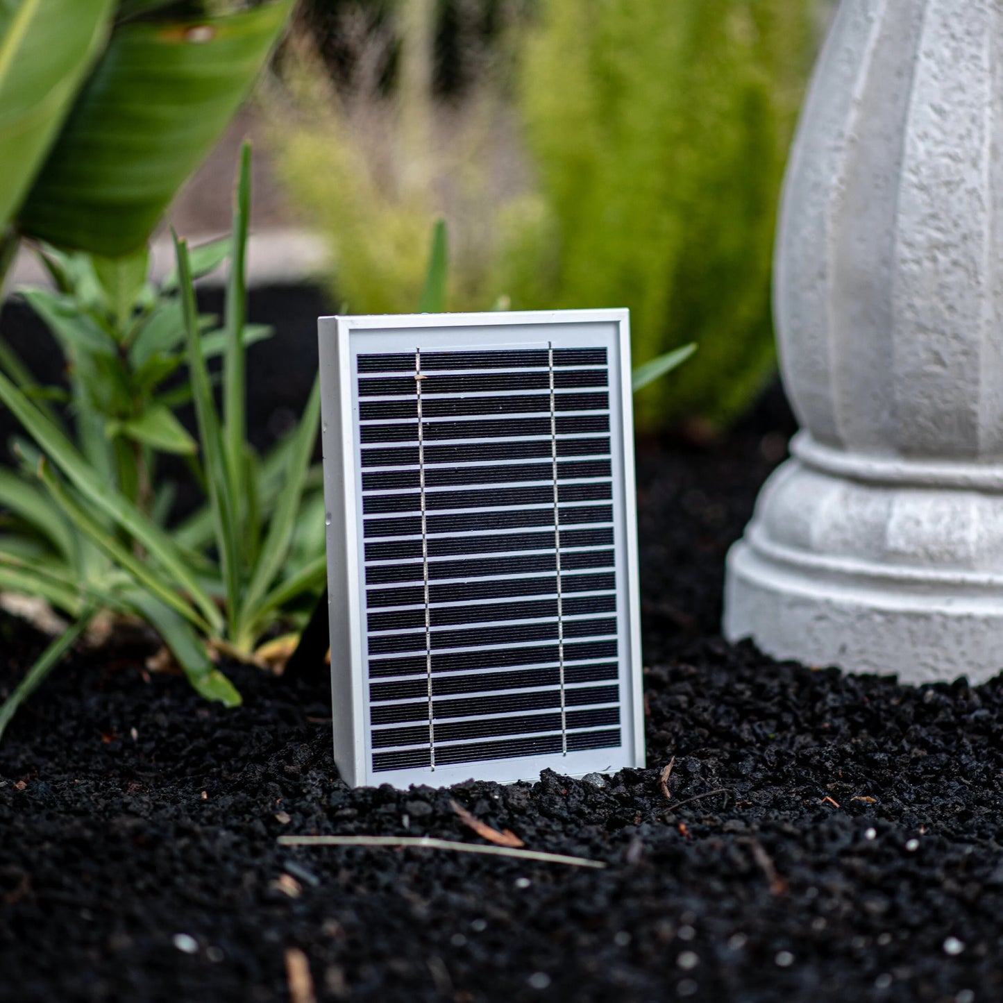 XBrand 44" H White Fiberglass/Resin 2-Tier Solar Water Fountain w/Solar Panel and Auto-Shut Off Pump, Solar Garden Fountain, Tall Outdoor Fountain, Two Tiered Birdbath Fountain
