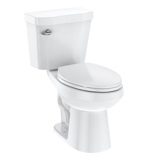 Elongated Toilets, 1.28 GPF Universal Height Siphonic Flush Toilet, Universal Height ADA Cotton, Water Efficient Bathroom Toilet(Toilet Seat Included) - Ceramic White