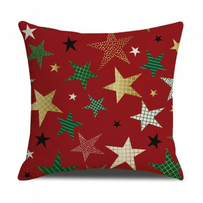 Christmas Pillow Covers 18x18 Set of 4, Red Pillow Covers Winter Rustic Linen Christmas Throw Pillows, Outdoor Decorative Farmhouse Holiday Pillow Cases for Home Sofa Couch Christmas Decorations