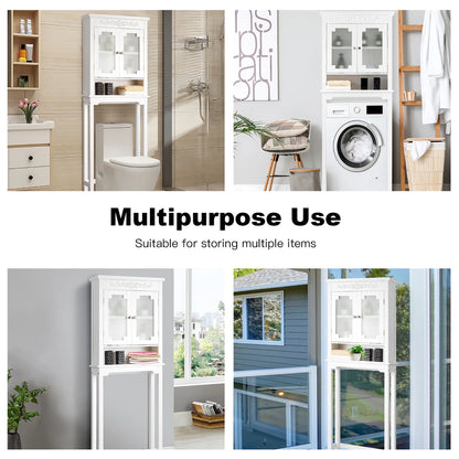 Costway Over The Toilet Bathroom Space Saver Carved Top Toilet Rack w/Adjustable Shelf