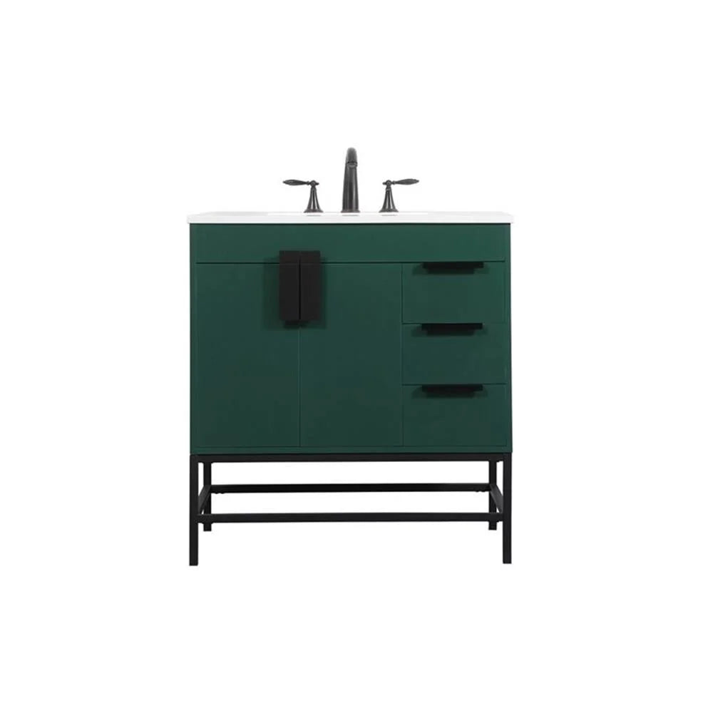 Elegant Kitchen and Bath 32 Inch Single Bathroom Vanity In Green