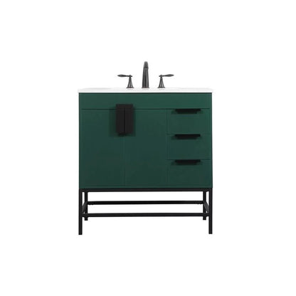 Elegant Kitchen and Bath 32 Inch Single Bathroom Vanity In Green