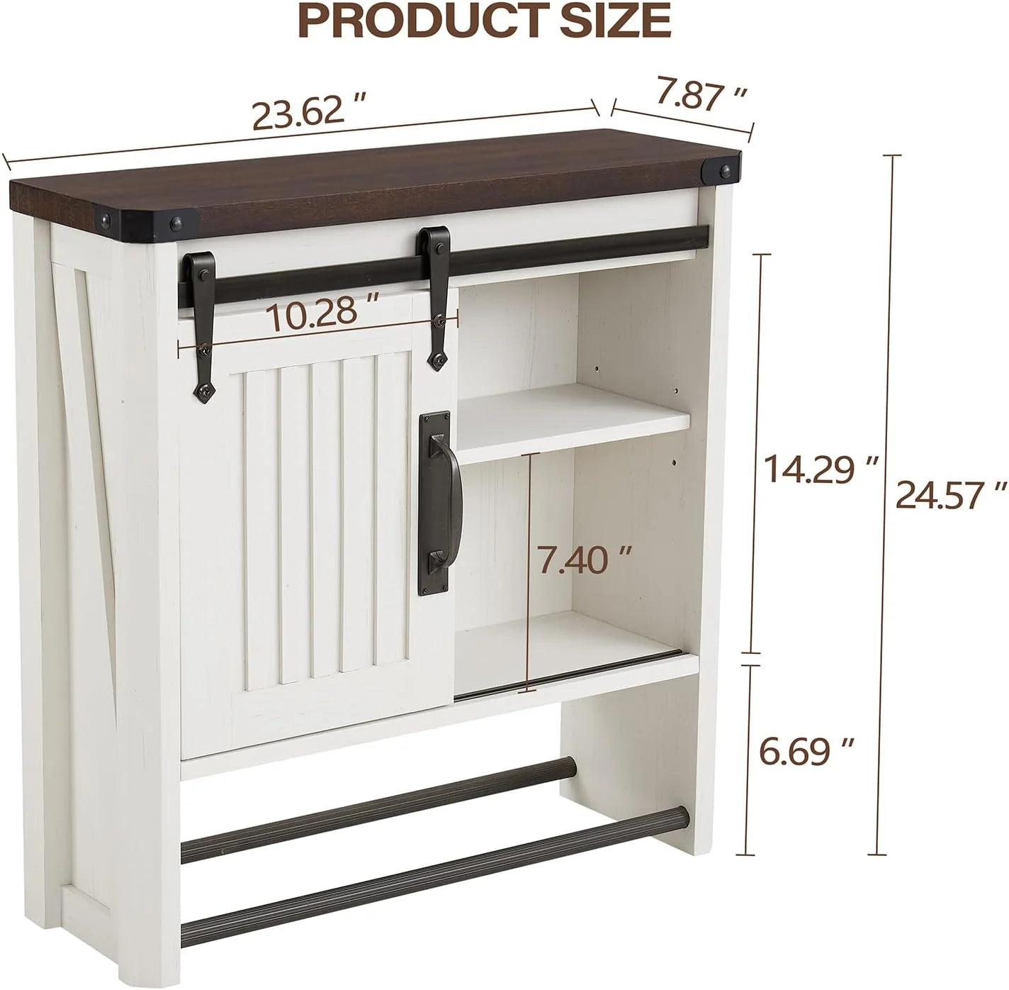 70.87 Tall Bathroom Storage Cabinet, Farmhouse Storage Cabinet with 2 Barn Doors and Adjustable Shelves, Floor Cabinet for Bathroom, Living Room, Entryway, Kitchen (Antique White)