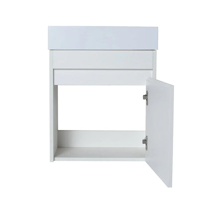 Kepooman Wall Mounted Bathroom Vanity Set with Top, Floating Bathroom Vanity, 18x10 in, White Straight Grain