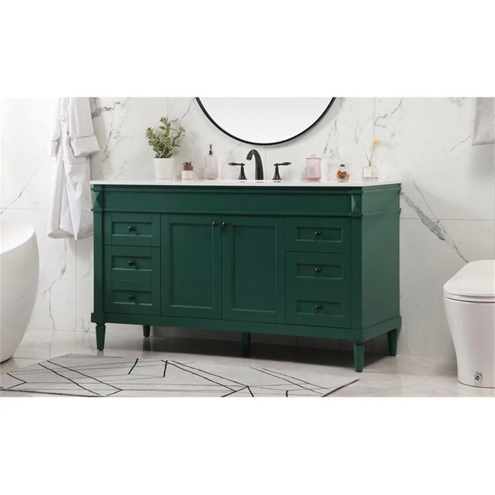 Elegant Kitchen and Bath 60 Inch Double Bathroom Vanity In Green
