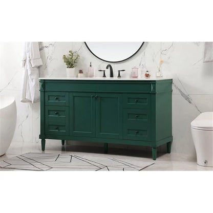 Elegant Kitchen and Bath 60 Inch Double Bathroom Vanity In Green