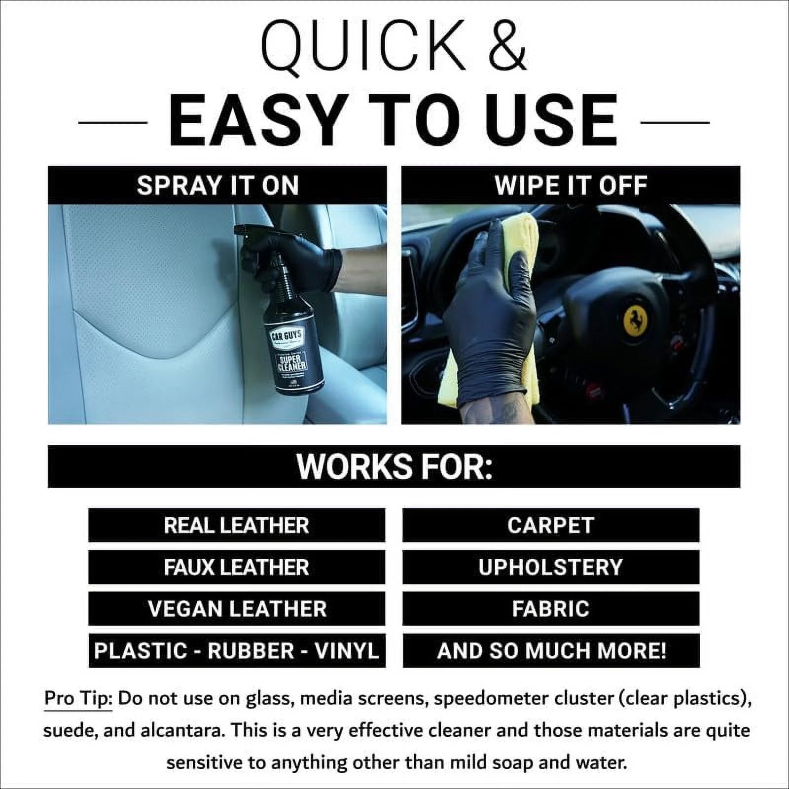 Super Cleaner | Effective Car Interior Cleaner | Leather Car Seat Cleaner | Stain Remover for Carpet, Upholstery, Fabric, and Much More! | 18 Oz Kit with Microfiber Towel