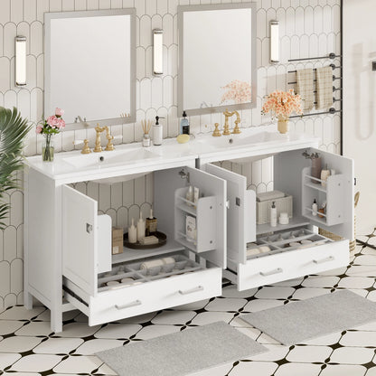 Harper & Bright Designs 72" White Bathroom Vanity Sink Combo with Soft-Close Doors, Bathroom Floor Cabinet with Storage
