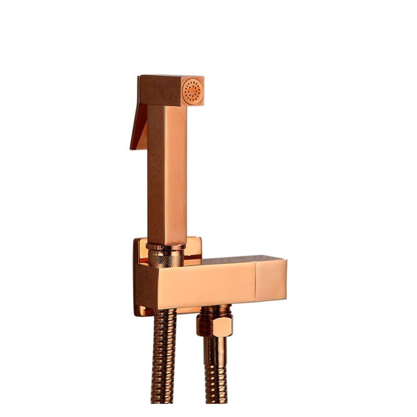 Hand Held Bidet Sprayer Douche Toilet Kit Bidet Faucet Rose Gold Square Shattaf Shower Head Copper Valve Set Jet Bidet Faucet