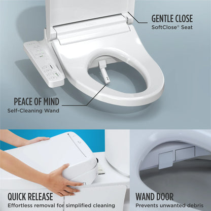TOTO® WASHLET® KC2 Electronic Bidet Toilet Seat with Heated Seat and SoftClose Lid, Elongated, Cotton White - SW3024#01