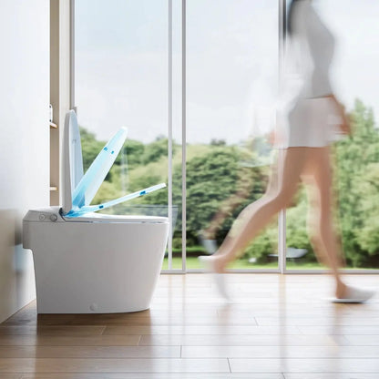 HOROW Non-electric Smart Bidet Toilet with Dual Nozzles Cleanse Built-in Pump for Power Flush Map 1000g ADA Chair Height