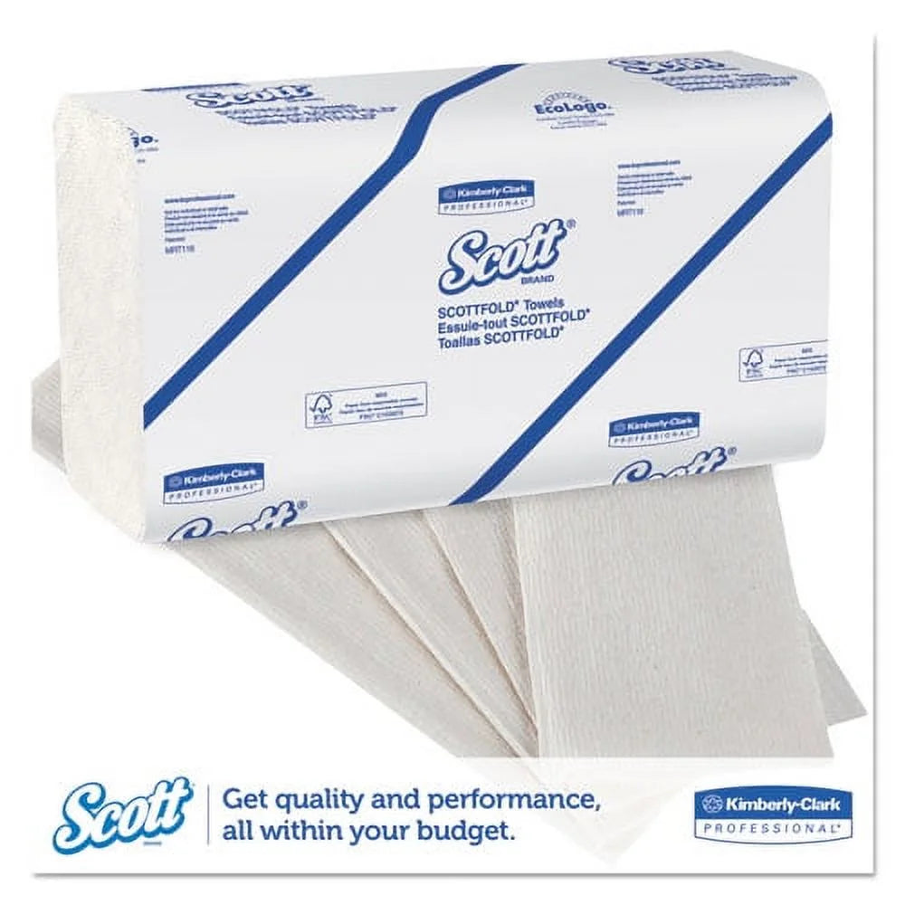 Pro Scottfold Towels, 9.4 x 12.4, White, 175 Towels/Pack, 25 Packs/Carton | Bundle of 5 Cartons