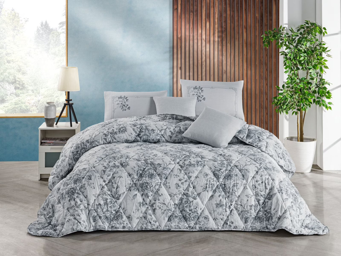 Istanbul Collection Handmade Comforter Set + Sheet Set - 9 Piece Set - Cotton Blend - Modern, Comforter, Matching Shams and Throw Pillows