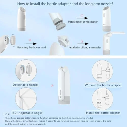 Portable Bidet|High Pressure Travel Bidets Electric Portable Bidet for Women Men Hygiene Cleaning | Soothing Postpartum Care | Hemorrhoid Perineal Care| Travel Bidets Portable