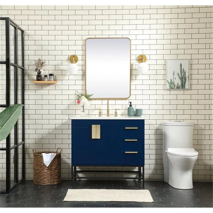 Elegant Decor Eugene 36" Aluminum MDF Single Bathroom Vanity in Blue