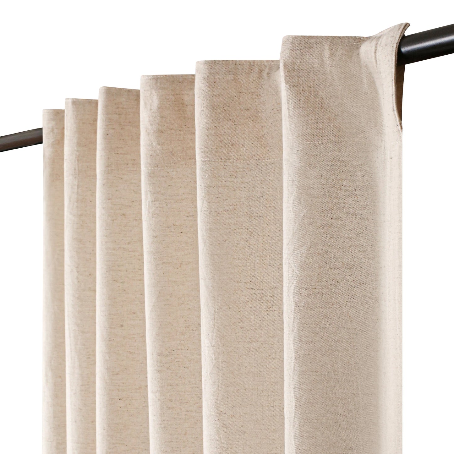 Bedding Craft Natural Cotton/Linen Window Panels Tab Top, Room Darkening Drapes, Set of 2, 50 x 63 inch, White