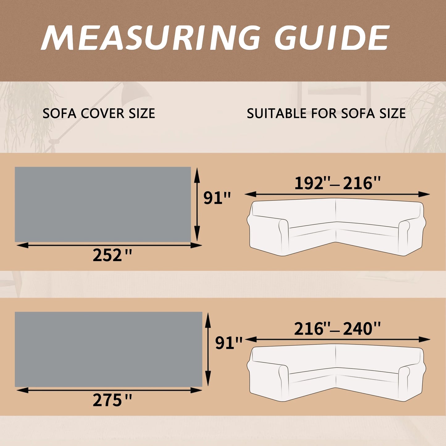 HDCAXKJ Washable L Shape Sofa Covers Reversible Sectional Couch Covers Corner Sofa Slipcovers Blankets Sofa Cover for Living Room Home Decor,91"x252",Gray