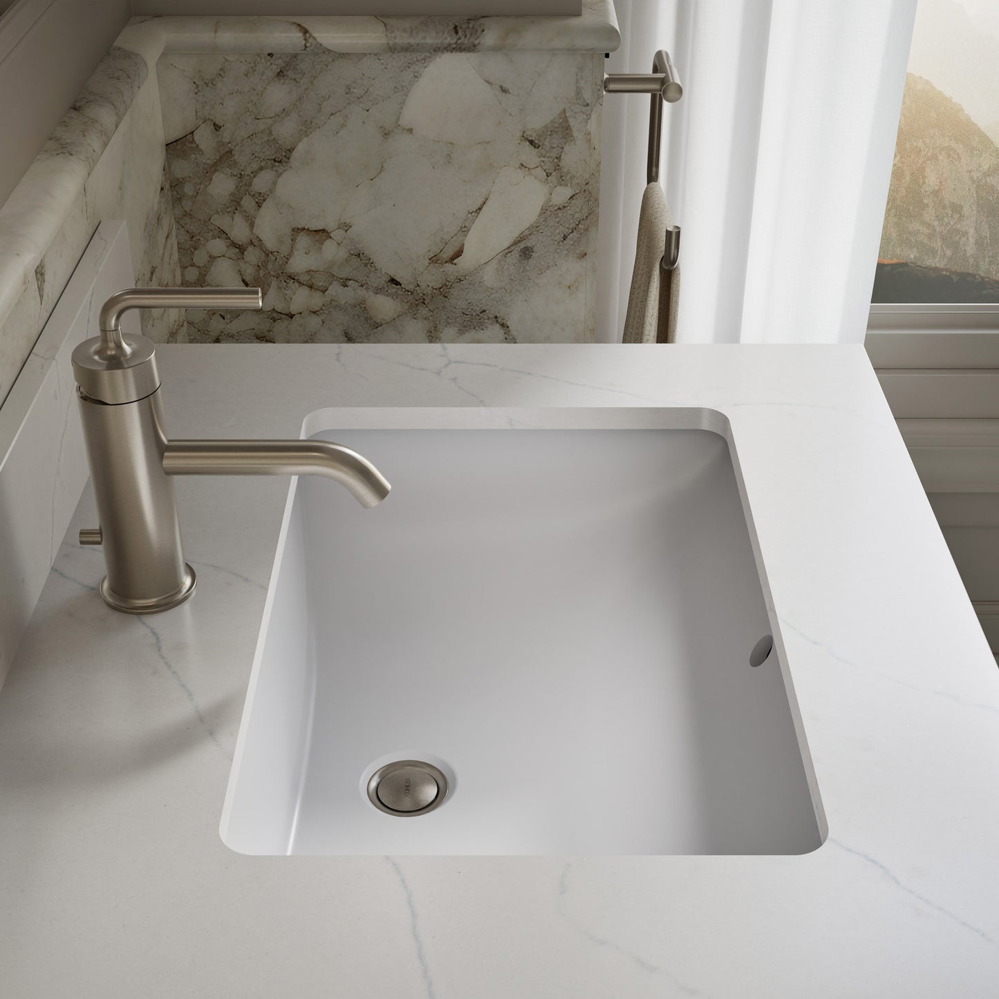 Kohler Solive Bathroom Vanity with Sink and Quartz Top in Oak