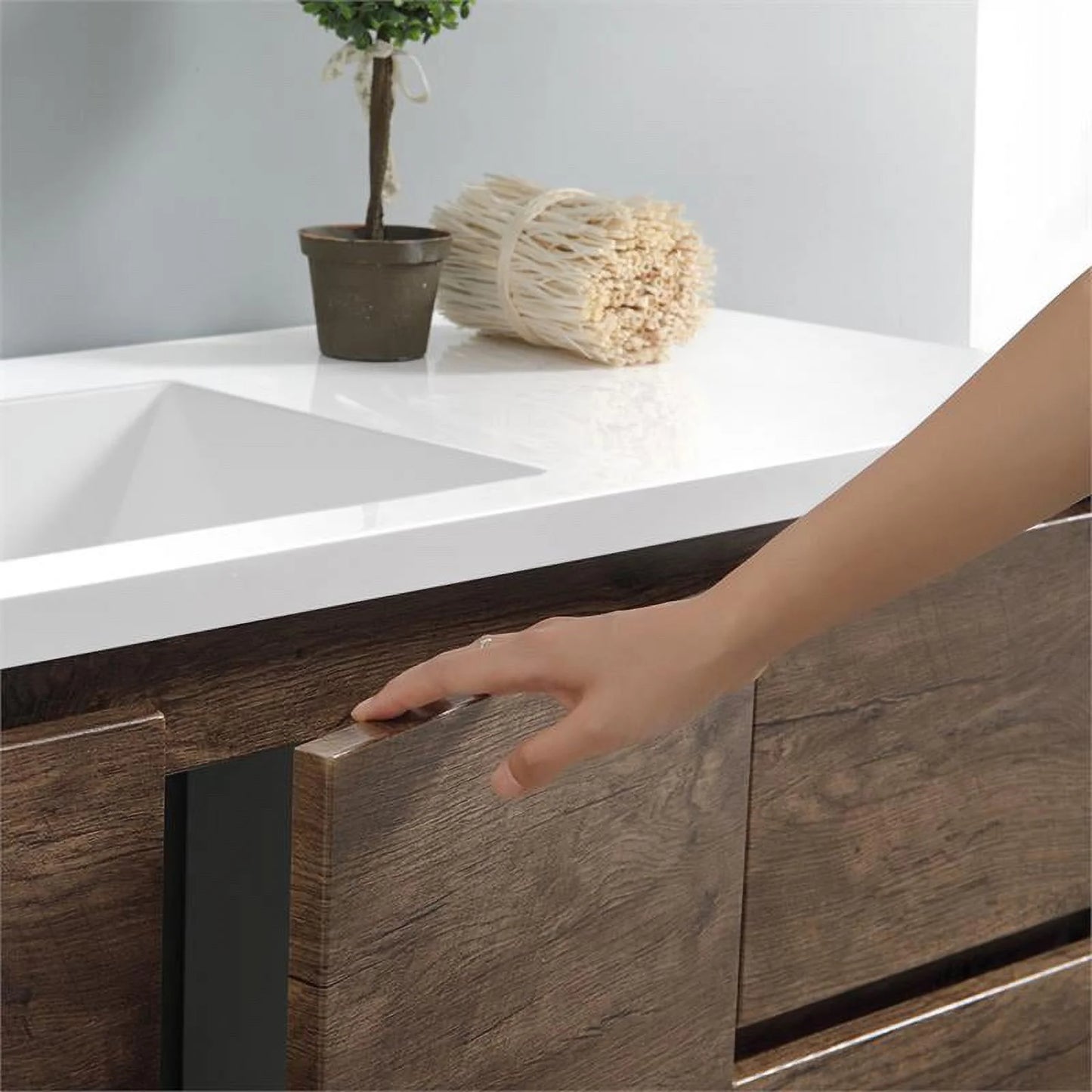 Fresca Lazzaro 60" Rosewood Free Standing Modern Bathroom Cabinet w/Integrated Single Sink