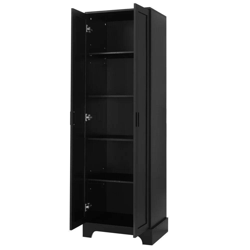 22'' Double Door Storage Cabinet with Adjustable Shelves, High Quality Bathroom Cabinet with MDF Material, for Living room, Bathroom, Black