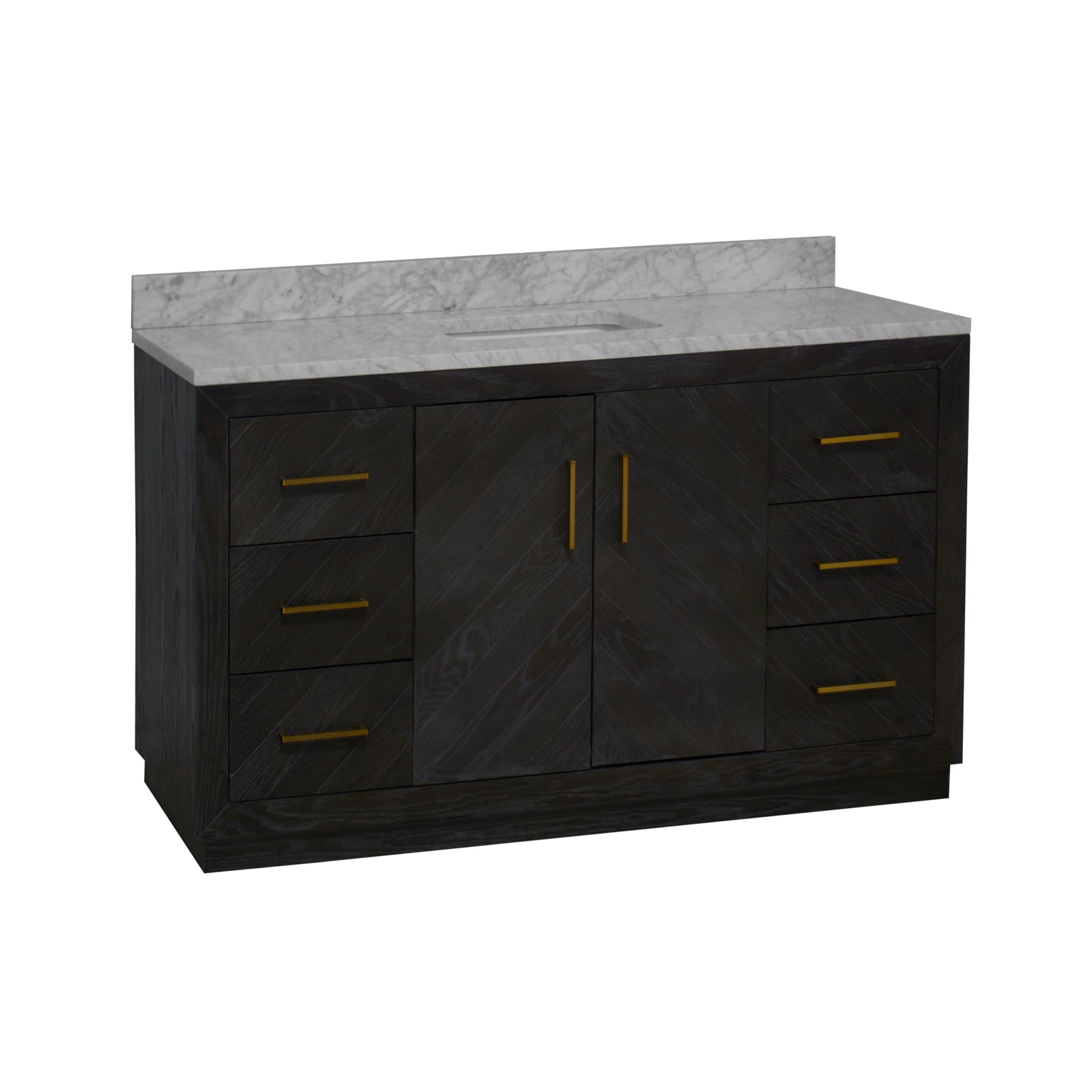 Peyton 60" Single Bathroom Vanity with Gray Oak Cabinet and Carrara Marble Top
