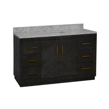 Peyton 60" Single Bathroom Vanity with Gray Oak Cabinet and Carrara Marble Top