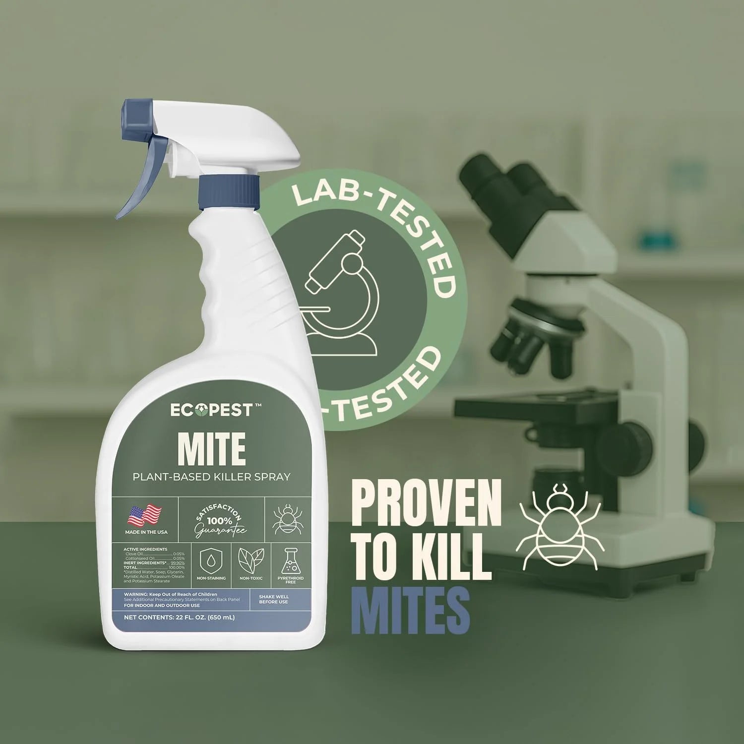 Mite Spray - Natural Killer for Dust, Bird, Spider, Scabies & Other Mites | Bedding & Furniture-Safe | Treatment for Chickens, Poultry, Dogs, Cats, Reptiles & Other Pets | Indoor & Outdoor (1 Gallon)