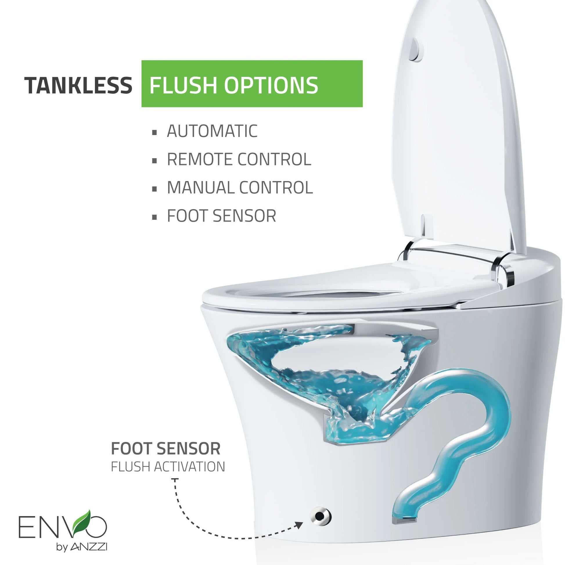 ENVO by ANZZI Aura Smart Toilet Bidet with Remote & Auto Flush - White