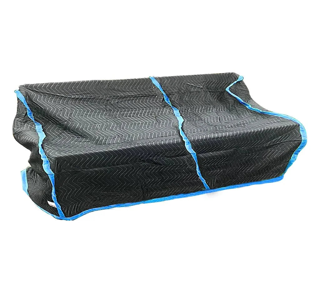 2 Pack Black Quilted Moving Storage Blanket for Sofa and Couch - 38"x108"x46" Polyester Reusable, and Washable Zig-Zag Stitching Furniture Moving Cover