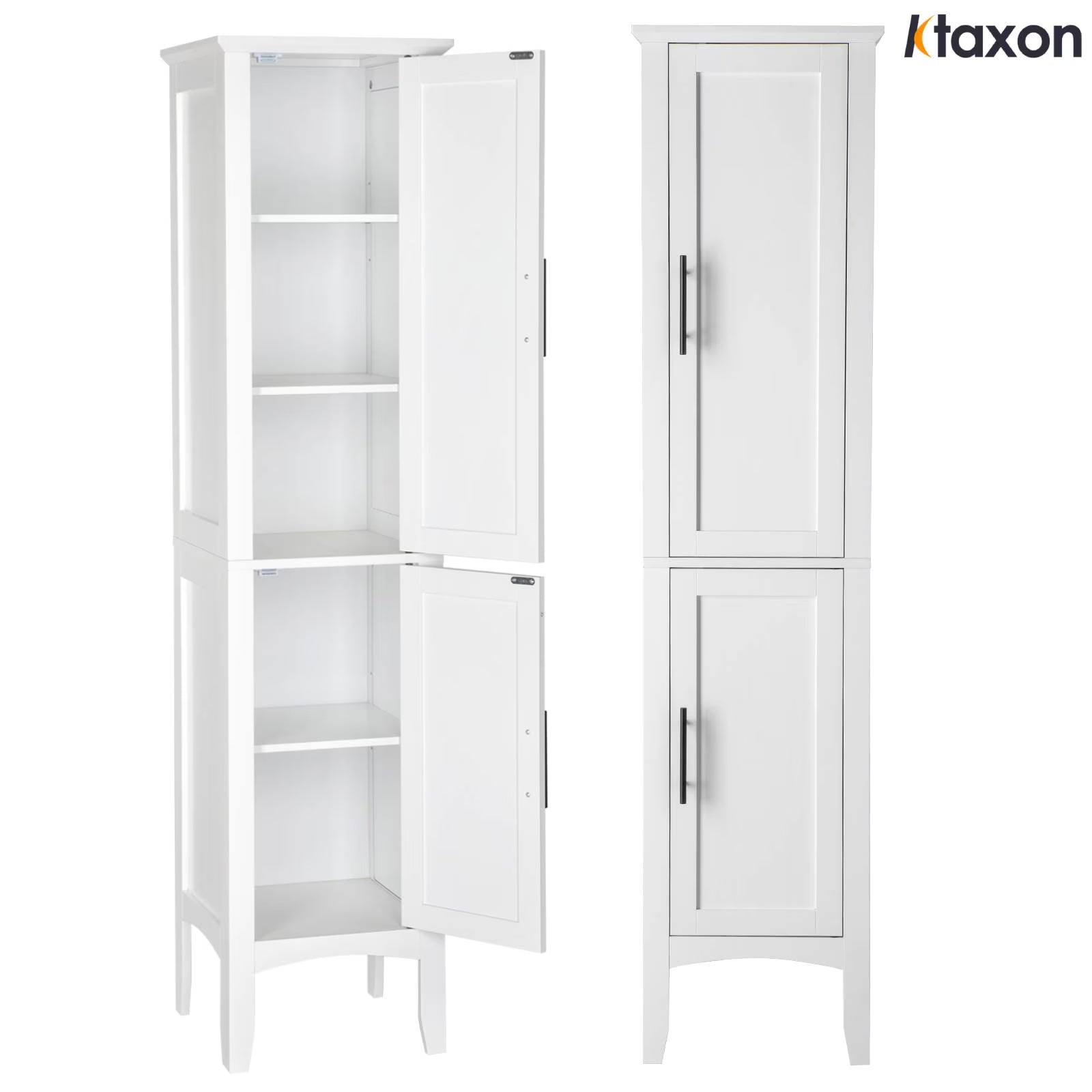 Ktaxon Bathroom Storage Cabinet Narrow Tall, Freestanding Cabinet Storage Tower with 2 Door, White
