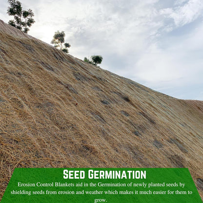 Erosion Control Blanket - Straw/Coconut Erosion Control Blanket, Coconut Garden and Landscape Cover, Erosion Control Blanket, Straw Blanket, Erosion Control, Mulch, Slope Stabilizer