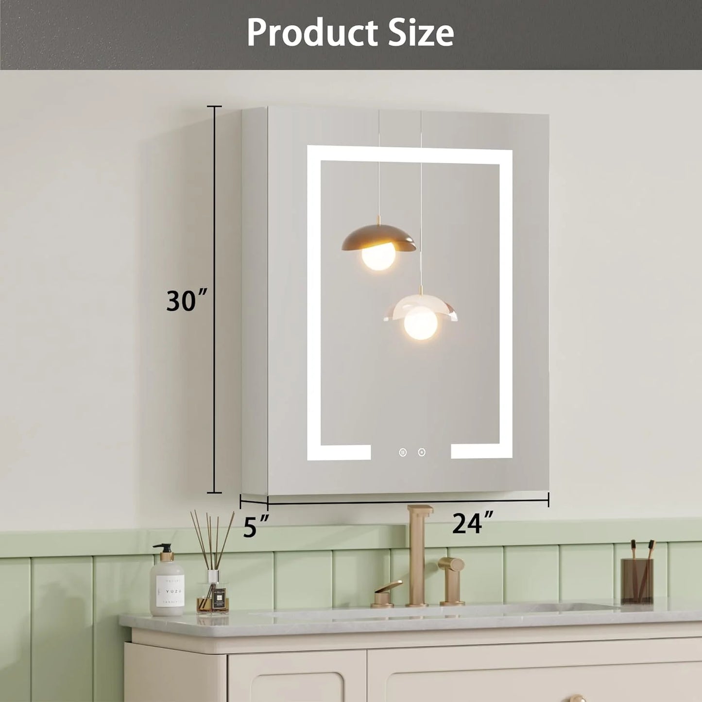 DEYGIA Medicine Cabinet with LED Mirror for Bathroom, 24''x30'' Aluminum, Wall Mounted Led Medicine Cabinet, Defog, Stepless Dimming, 3 Colors, 2 Outlets, 2USB (24'' x 30°?Single Door)
