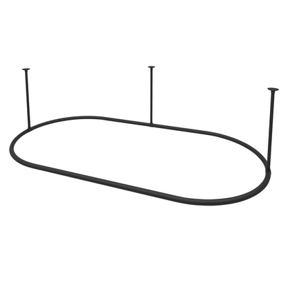 Naiture Stainless Steel Oval Shower Curtain Rod with Ceiling Support for Clawfoot Tub in 48" L X 30" W, Brushed Nickel Finish