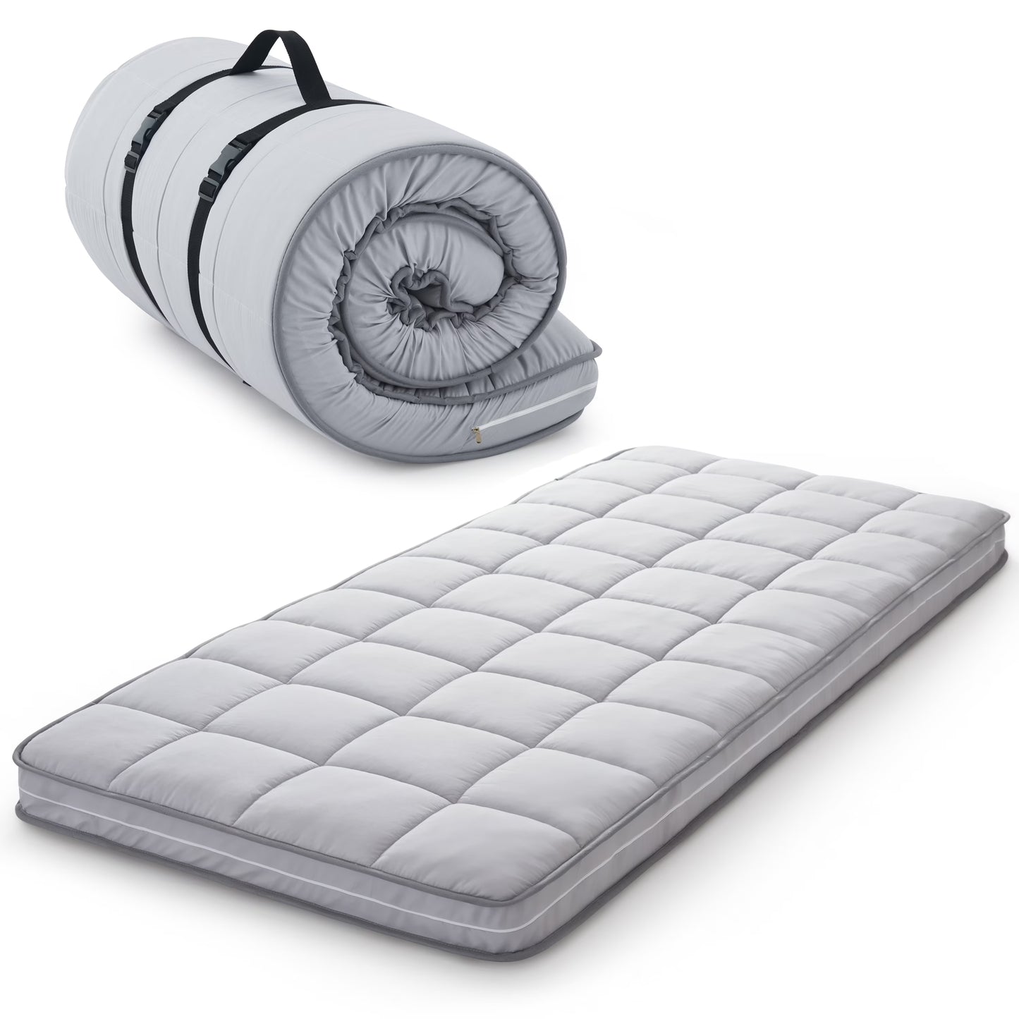 Jamdok 4Inch Floor Mattress,3-Layer Structure,Narrow Twin Size Gel Memory Foam,Removable Pillow Top Cover,Roll up Cot Mattress Topper,Portable Sleep Mat(75X30X4°)