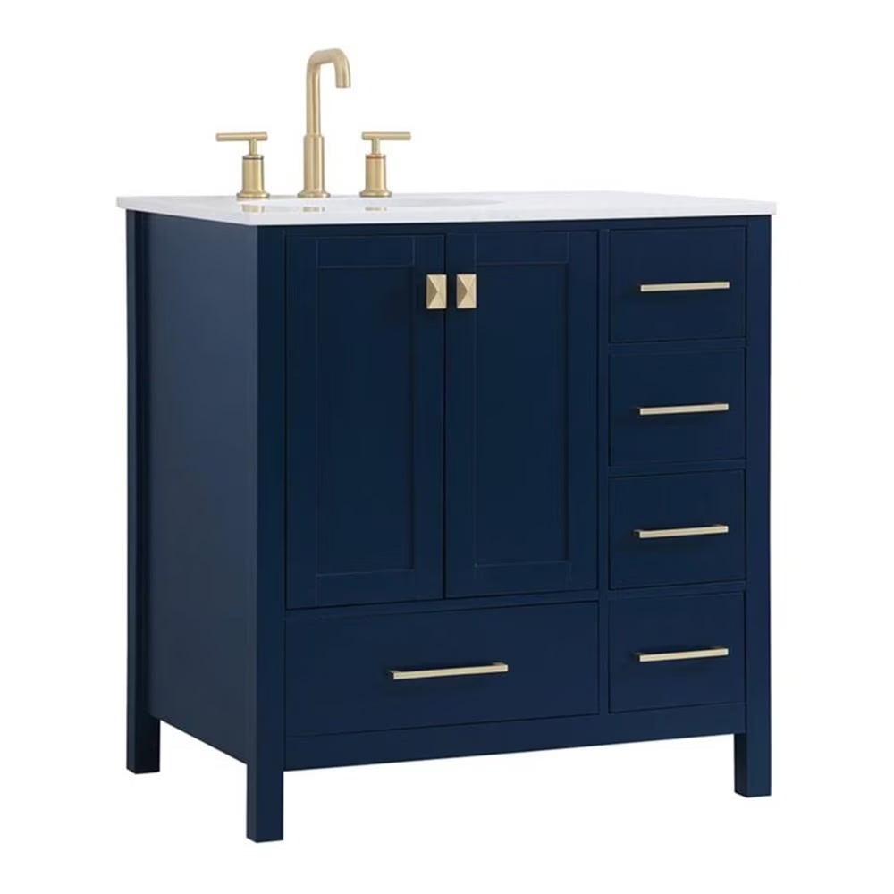 Elegant Decor Irene 32" Solid Wood and Stone Single Bathroom Vanity in White