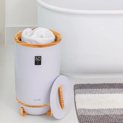 Single Touch Towel & Blanket Warmer with Fragrant Disc Holder and LED Ring (Gray)