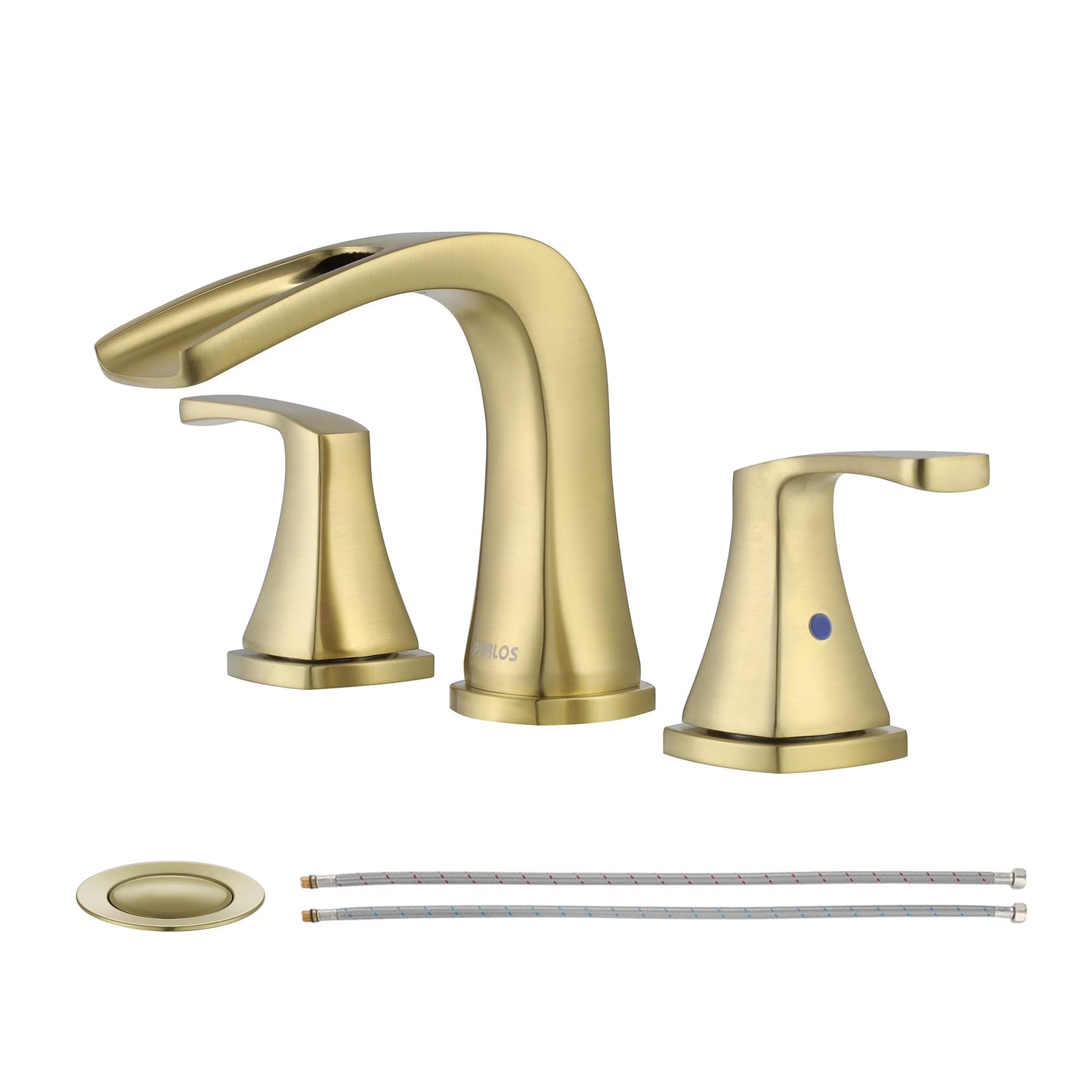 PARLOS Waterfall Widespread Two Handles Bathroom Sink Faucet , Polished Chrome