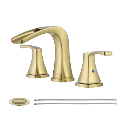 PARLOS Waterfall Widespread Two Handles Bathroom Sink Faucet , Polished Chrome