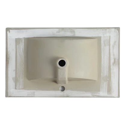 Miniyam 24" Ceramic Sink with Overflow, Drop in Bathroom Vessel Sink, White