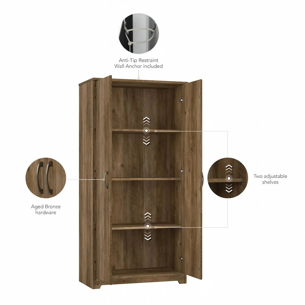 Bush Furniture Cabot Tall Bathroom Cabinet in Reclaimed Pine - Engineered Wood