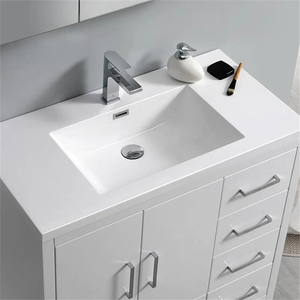 Fresca Imperia 36" Glossy White Free Standing Modern Bathroom Cabinet w/Integrated Sink - Right Version