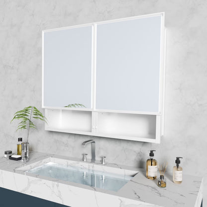 FUMANGO 32x26 Mirror Cabinet, Simple& Beautiful, Large Storage Space, Matte White for Bathroom Vanity