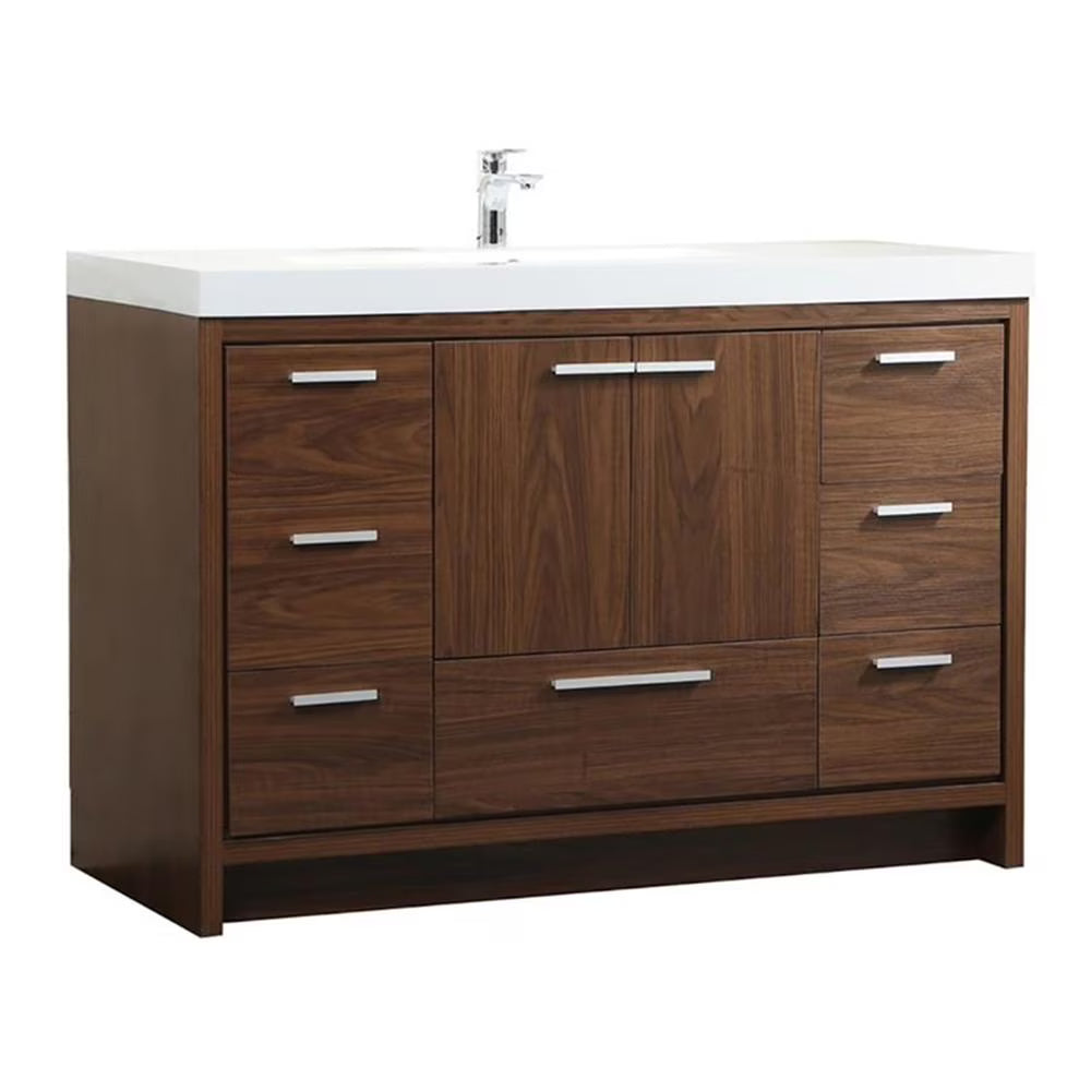 Elegant Decor Wyatt 48" Aluminum Alloy and MDF Single Bathroom Vanity in Teak