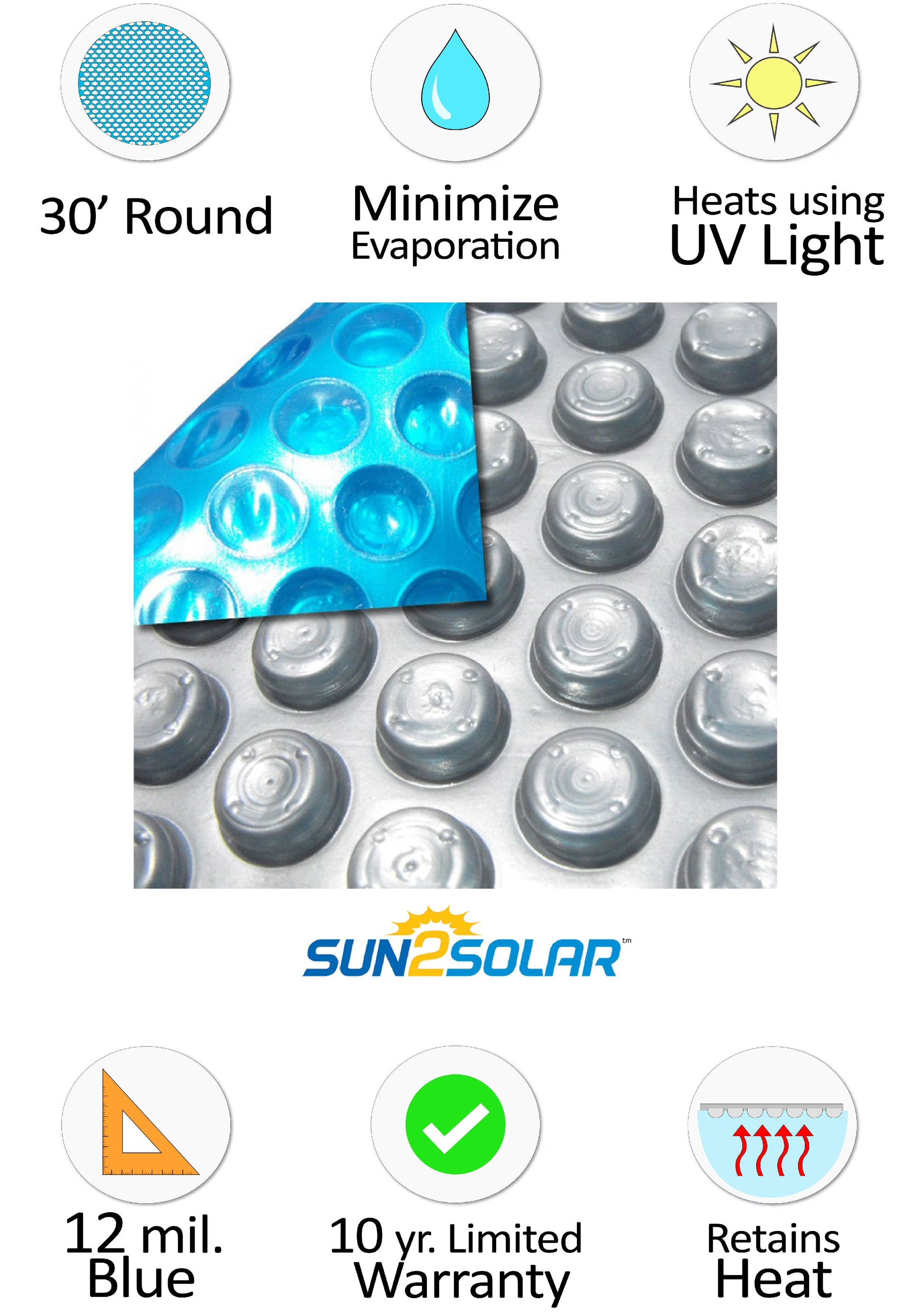 Midwest Canvas 30' Round Space Age Swimming Pool Solar Heater Cover Blanket