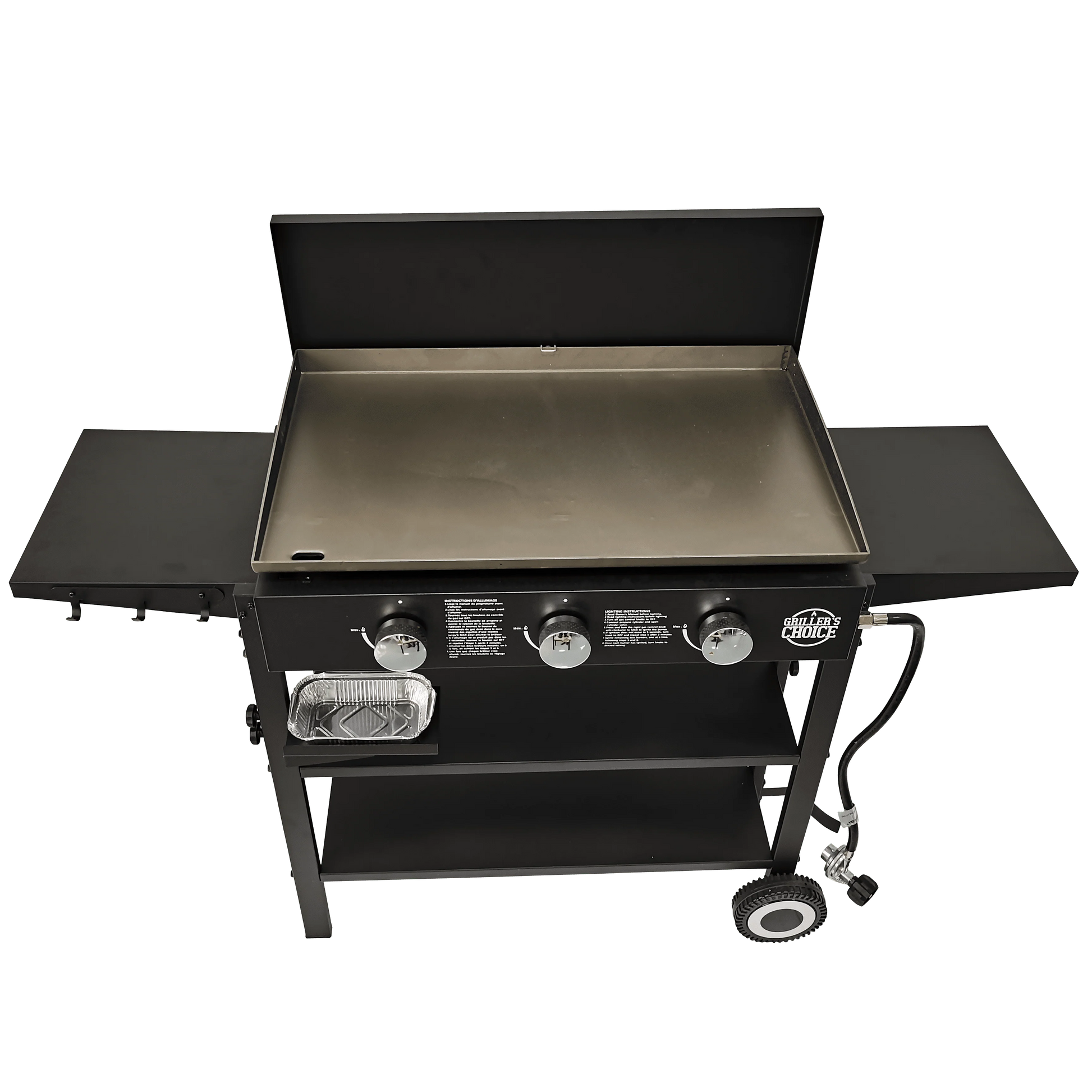 Griller's Choice Outdoor Griddle Grill Propane Flat Top - Hood Included, Large Flat Top Grill, 2-in-1 Portable, Paper Towel Holder