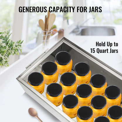 KFFKFF Water Bath Canner, 15 Quart Stove Top Canner Pot, Boiling Water Canners with 2 Canning Racks, 304 Food Grade Stainless Steel Large Stock Pot, Flat Bottom Brushed Canner, Holds 15 Quart Jars