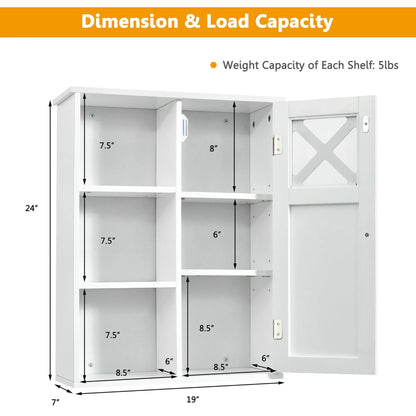 Costway Wall-Mounted Cabinet Bathroom Storage 2-Tier Shelf Multipurpose Organizer White