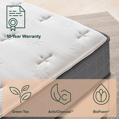 Zinus Cool Touch Comfort 8" Hybrid Mattress - Gel Memory Foam and Pocket Spring, Queen