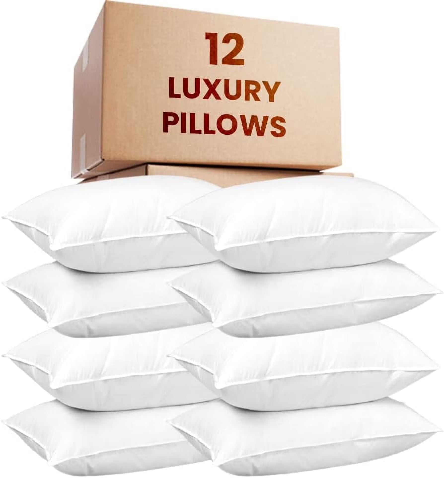 Ryotei Gel Fiber King Pillows Bulk (20x36) 12 Pack - Extra Soft Down Alternative Hotel Bed Pillows - 100% Cotton T-235 Cover, Washable, Hypoallergenic & Durable Pillows for Hotels, Resorts & AirBnB